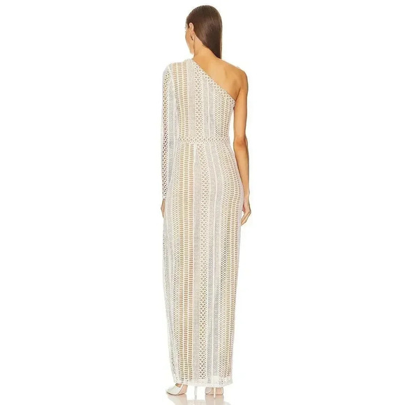NEW-NWT Michael Costello x REVOLVE Berthe Ivory One Shoulder Lace Maxi Dress XS - Picture 3 of 8